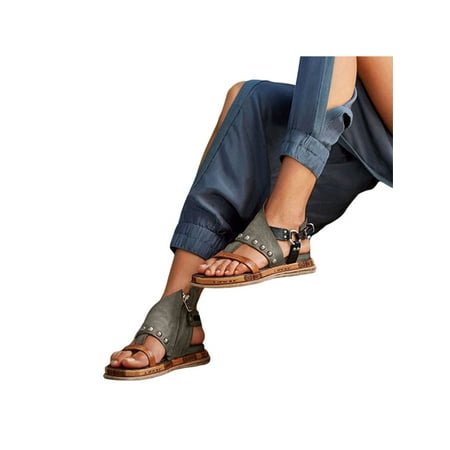 

UKAP Womens Ladies Gladiator Sandals Open Toe Sandals Boho Summer Shoes with Zipper
