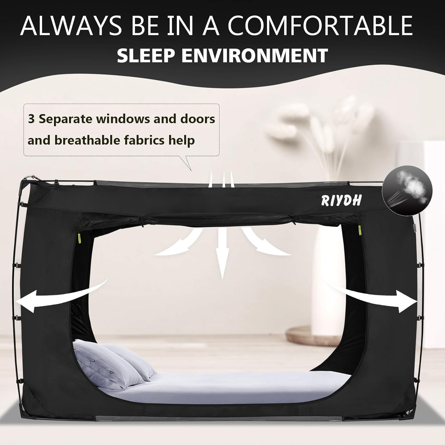 Bed Tent Bed Canopy Bunk Twin Size Tents for Adult and Kids- Portable Dream Tent Indoor Sleeping Tents 93% Blackout with 3 Doors Breathable Big Space Tents