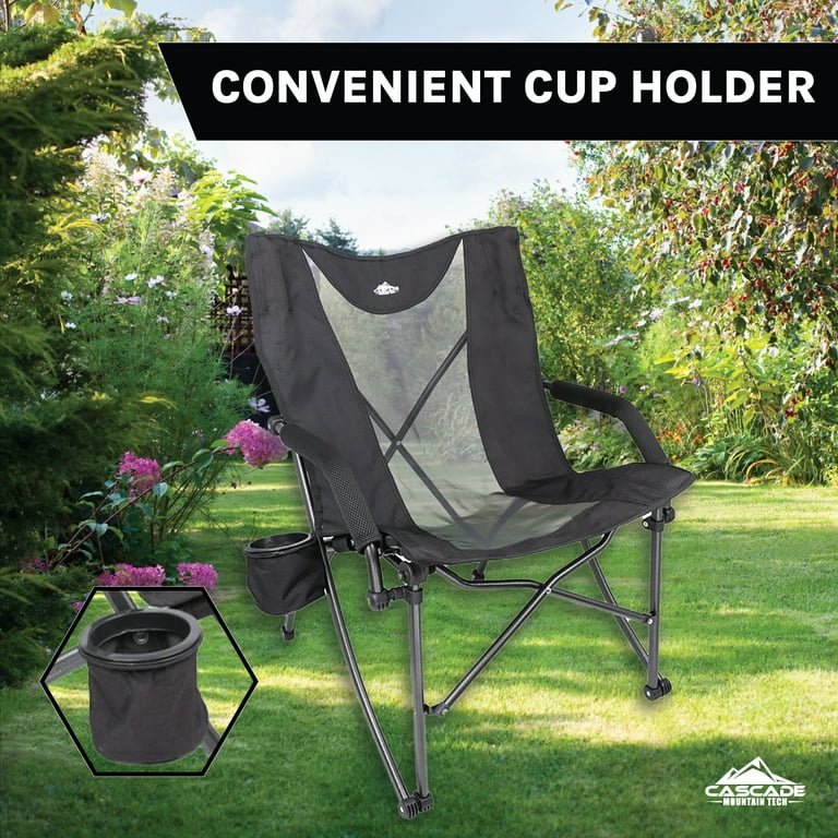Free Shipping Cascade Mountain Tech Heavy Duty LP Camp Chair All Ages Rip Stop Polyester Fabric Walmart Walmart