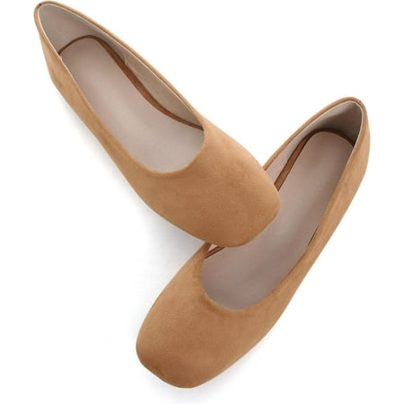 

Pfhytec LU Flats for Women Comfortable Wide Width Square Toe Ballet Shoes Dressy Slip-ons Loafers