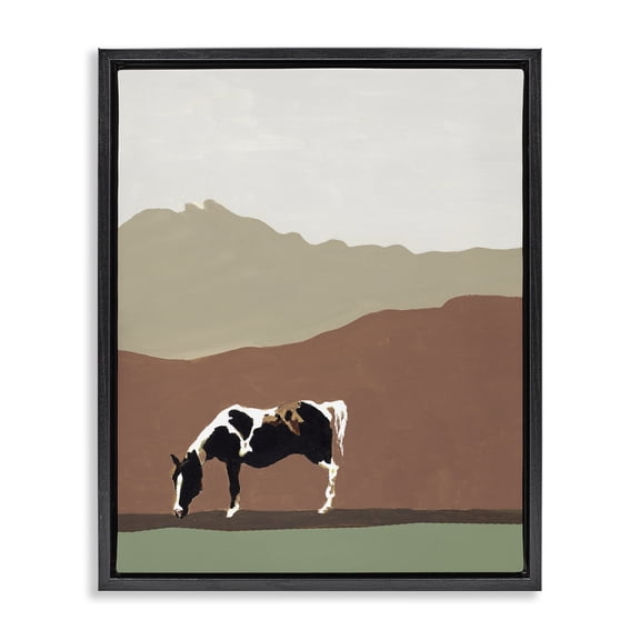 Stupell Industries Contemporary Modern Mountains Horse Black Floating Frame Canvas Art, 17 x 21, by Patricia Pinto