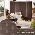 thumbnail image 3 of FDW Room Divider Wood Screen 4 Panel Wood Mesh Woven Design Room Screen Divider Folding Portable Partition for Home Office, Brown, 3 of 7