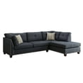 thumbnail image 2 of Acme Laurissa Sectional Sofa & Ottoman (2 Pillows), Dark Blue Linen (1Set/2Ctn), 2 of 10