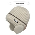 thumbnail image 5 of Women Men Winter Beanie Hat Solid Color Unisex Knit Wool Hat Thickened Ribbed Fleece Lined Hat with Earflaps, 5 of 6