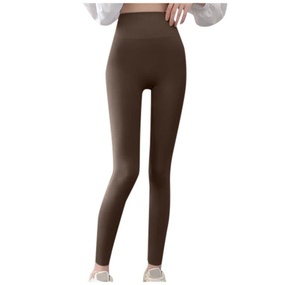 HXWCHs Full Length Solid Color Stretch Yoga Pants High Waist Seamless Workout Leggings for Women Lifting Fitness Yoga Pants M Brown