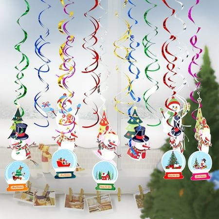 

Zedker Christmas Decorations Indoor String Lights For Bedroom Christmas Hanging Swirl Decorations 36Pcs Foil Ceiling Hanging Swirl Yard Party