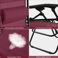thumbnail image 5 of Yardi Yard 2 Pieces Folding Lounge Chair with Zero Gravity-Dark Red, Zero Gravity Chair Set of 2 Patio Folding Lounge Chairs, 5 of 7