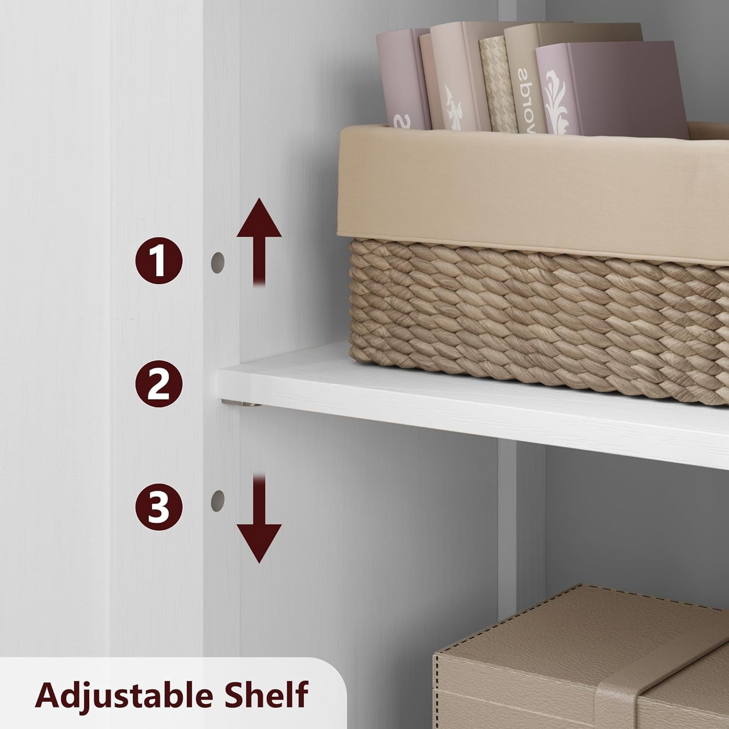 Freestanding Linen Storage Cabinet with Glass Doors, Versatile Kitchen Pantry and Living Room Cupboard with Adjustable Shelves (White)