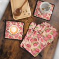 thumbnail image 5 of Pioneer Flower Floral Print Pattern Kitchen Oven Mitt and Pot Holder Sets 2 Pcs for Baking, Cooking and Grilling, Heat Resistant Up To 392 °F, 5 of 7