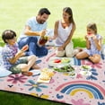 thumbnail image 5 of Hand Drawn Flower Rainbow Heart Picnic Blankets Extra Large 78"x78" Beach Blanket Waterproof Sandproof Outdoor Mat for Camping Travel Park, 5 of 6