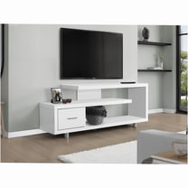 JERFIT 60 inch Modern TV Stand with Storage Drawer, White Laminate Media Console for Living Room, Entertainment Center Cabinet with Open Shelves