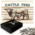 thumbnail image 2 of Ambesonne Farmhouse Jigsaw Puzzle, Vintage Cow on Stripes, Heirloom-Quality Fun Activity for Family Durable Cardboard, 1000 pcs, Tan Ivory Warm Taupe, 2 of 5