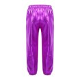 thumbnail image 6 of Aislor Girls Jazz Dance Outfit Mock Neck Short Sleeve Sequins Metallic Back Invisible Zipper Crop Top with Pants Purple 8, 6 of 7