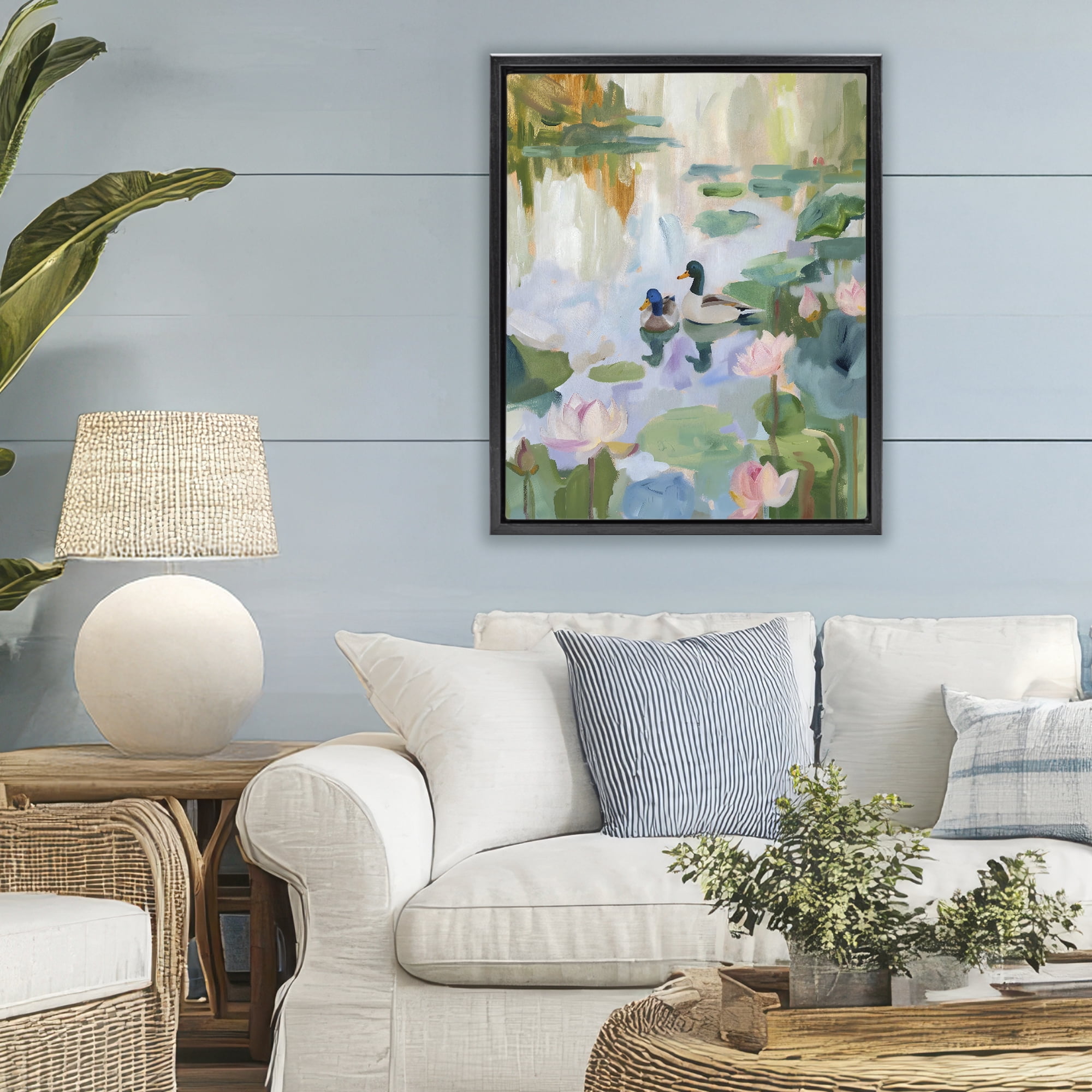 Stupell Industries Duck Pond During Tranquil Morning Black Framed Floater Canvas Wall Art, design by The Prints Vibe