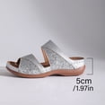 thumbnail image 5 of Sandals Women Open Toe Glitter Slip on Orthopedic Shoes Summer Casual Slides Nonslip Thick Sole Wedges Beach Shoes Silver Size 6.5, 5 of 7