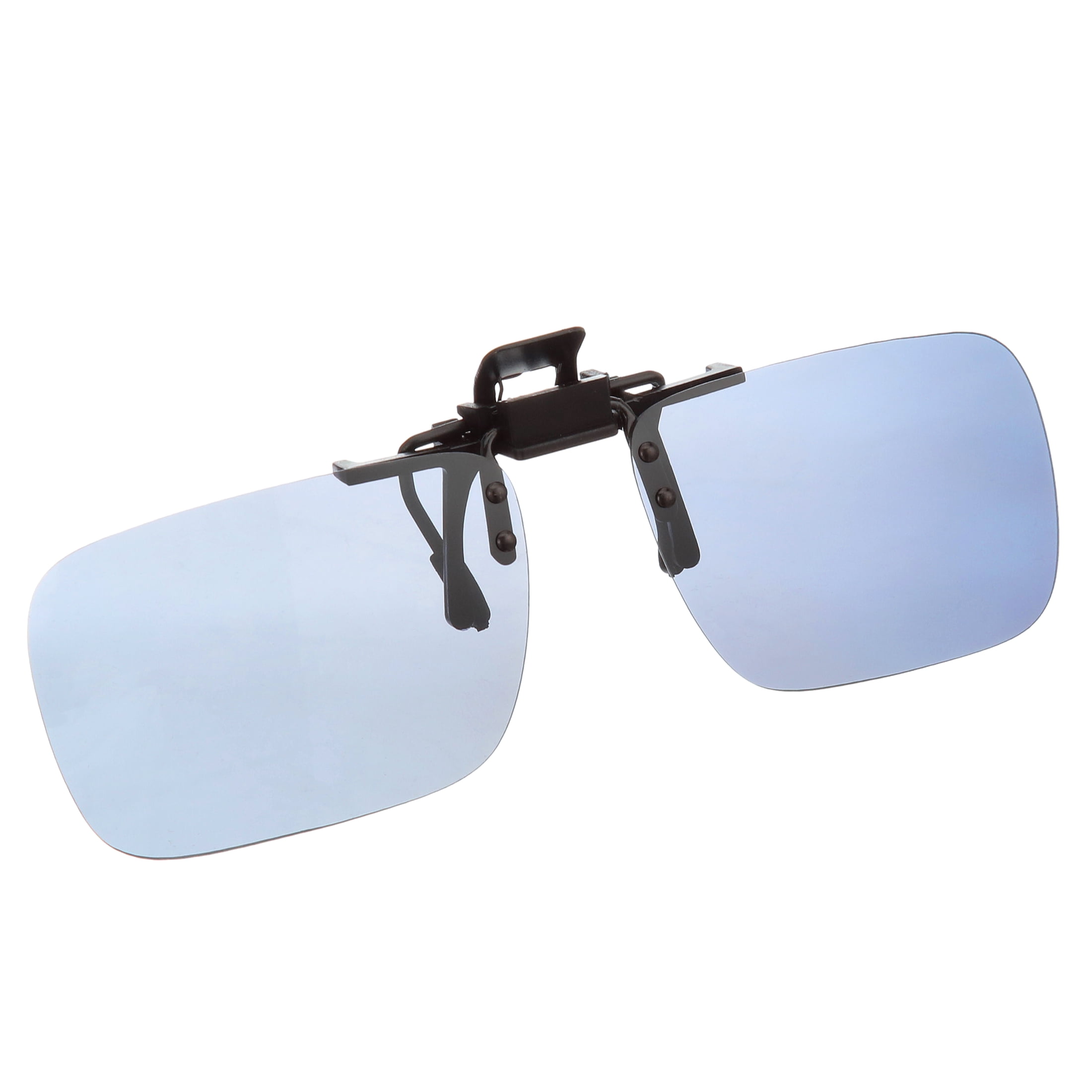 Polar Optics Unisex Flip Ups Rectangle Clip Ons Sunglasses Gray