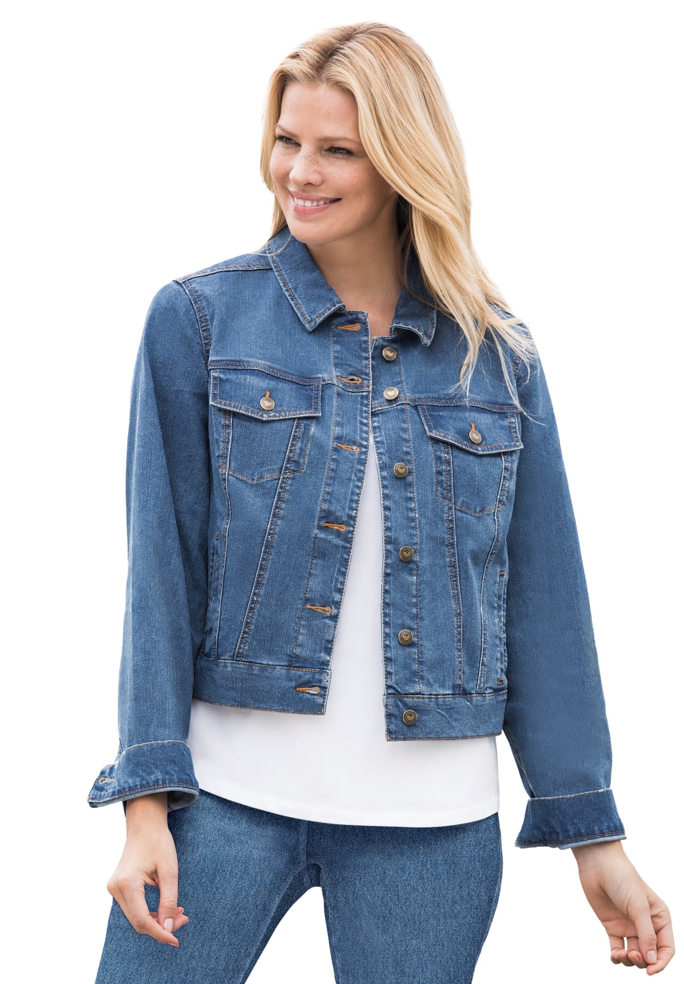 Woman Within Women's Plus Size Stretch Denim Jacket Jacket - Walmart.com