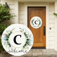thumbnail image 2 of Clearance! Monogram Letter Welcome Sign for Front Door Rustic Green Floral Family Initial House Warming Decor Spring Summer Wooden Wreath Personalized Sign for House Front Porch 12 Inch, 2 of 9