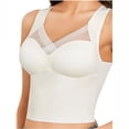 thumbnail image 2 of PInxai Longline Bras for Women Mesh Wide Straps Breathable Smoothing Back Bras Comfy Supportive Built in Bra Tank Tops,White,XL, 2 of 5