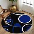 thumbnail image 3 of Abstract Geometric Lines Washable Area Rug&nbsp;6 ft Circular Texture Blue Black Retro Soft Round&nbsp;Rugs for Living Room, Non Slip Carpet for Bedroom&nbsp;Entryway Dining Room, 3 of 9