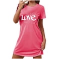 thumbnail image 2 of Sakmal Pink Moomoo Womens Comfy Short Sleepshirt Short Sleeve Love Print Nightgowns for Women, 2 of 6
