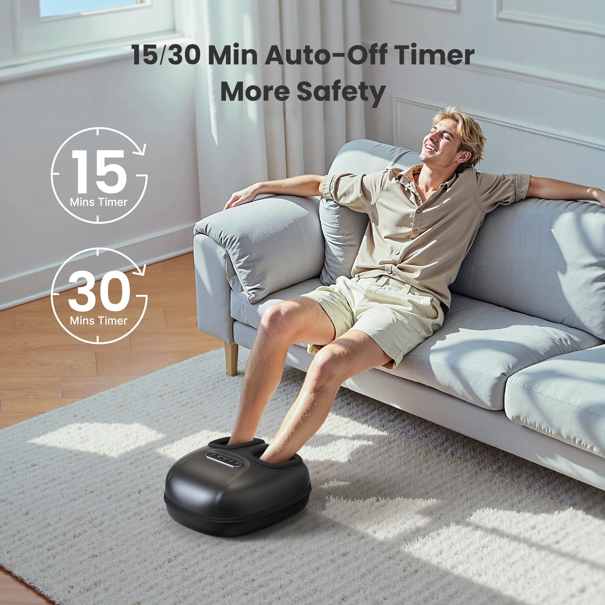 Renpho Shiatsu Foot Massager with Heat for Neuropathy Tired Foot Blood Circulation, FSA HSA Eligible, Fathers Day Gifts for Dad Men, Black