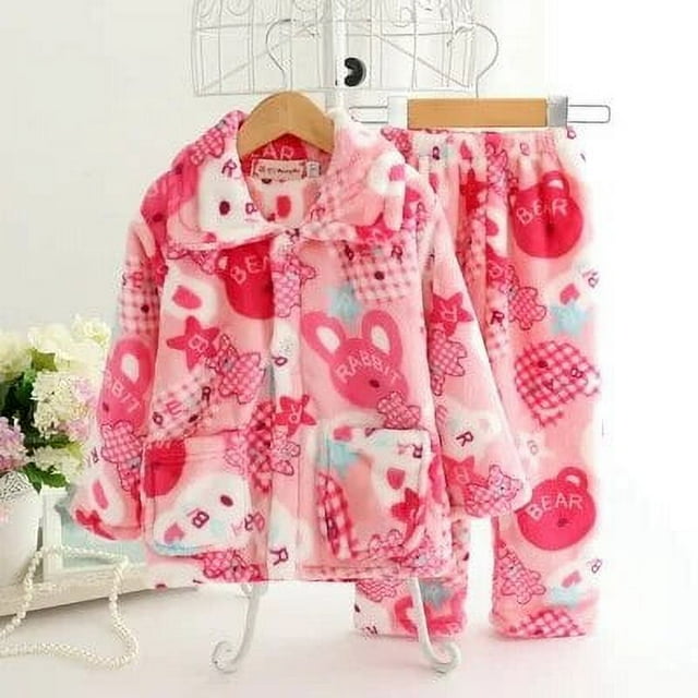 Pijamas de franela para niño, conjunto de ropa para niño, bata de lana, regalo de Navidad, 2 uds.