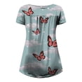 thumbnail image 3 of DailyTrove Women's Butterfly Print V-Neck Tunic - Short Sleeve Casual Top, Whimsical for Garden & Outings, 3 of 3