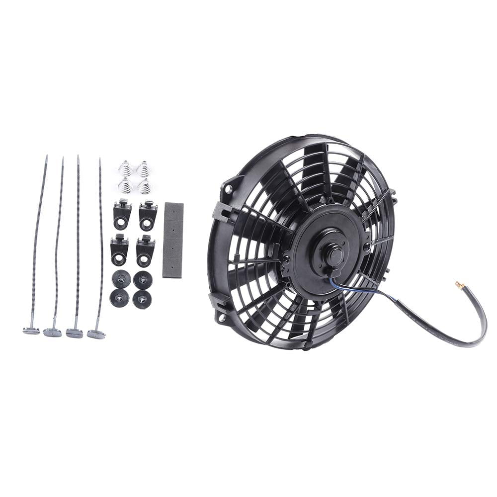 INEEDUP 8 inch Push Pull Slim Electric Radiator Cooling Fan Mount Kit Universal Plastic Black 