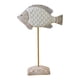 thumbnail image 2 of Escultura de pez de madera sobre soporte, colección de decoración náutica, estante de regalo, estatua de escritorio Blanco, 2 of 6