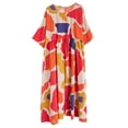 thumbnail image 2 of Vestido holgado de mujer con bolsillos, estampado vintage, manga media, informal, 2 of 8