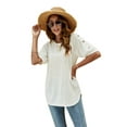 thumbnail image 2 of Uniexcosm Womens Tops Short Sleeve Round Neck Summer T-Shirt Casual Button Tunic, 2 of 7