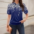 thumbnail image 2 of NAMTYQX Short Sleeve Shirts for Women Soft Casual Short Sleeve Lapel Lounge Womens Golf Polo Shirts Dark Blue Size M, 2 of 5
