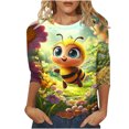 thumbnail image 2 of SOOMLON Womens 3/4 Sleeve Shirts Plus Size Tunic Bee Festival Tops Casual Crewneck Shirts Funny Honey Bee Graphic T Shirts 2025 Trendy Spring Summer Ladies Tops Loose Fit Outfits Pullover Yellow XL, 2 of 5