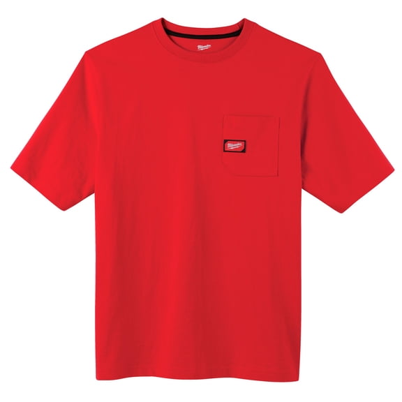 Milwaukee 601R-2X Heavy Duty Short Sleeve Pocket Tee Shirt - Red, 2X
