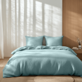 thumbnail image 4 of Aquamarine Blue Washed Linen Duvet Cover Set - Single, Twin, Twin XL,, 4 of 6