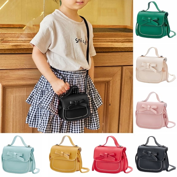 Girls Leather Crossbody Bags Cute Bowknot Lightweight Shoulder Bag Solid Color Mini Fashion Handbags Red