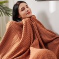 thumbnail image 4 of LIFEIN Fall Throw Blanket for Couch - Soft Rust Boho Throw Blanket, Cozy Waffle Knit Small Lightweight Blankets & Throws for Bed,Chair,Sofa,Living Room,Home Decor(Orange Rust, 50*60''), 4 of 10