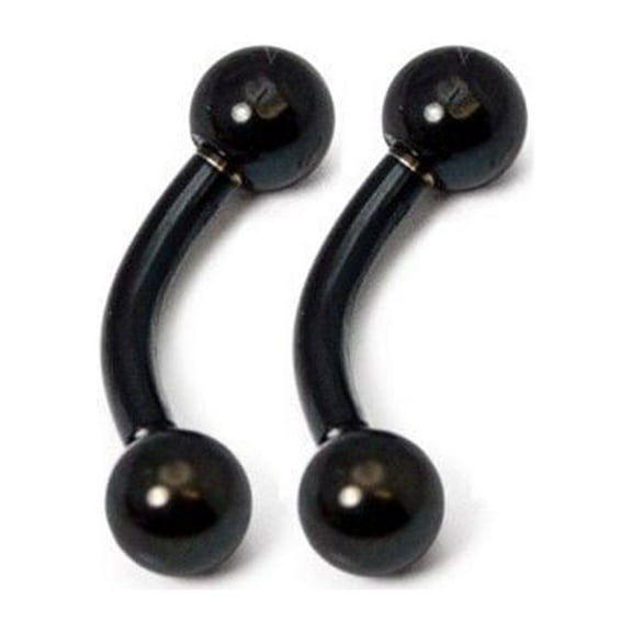 Pair of Curved Barbells Micro Size 16G - 1/4" w/ 3mm Ball Eyebrow Rook Tragus