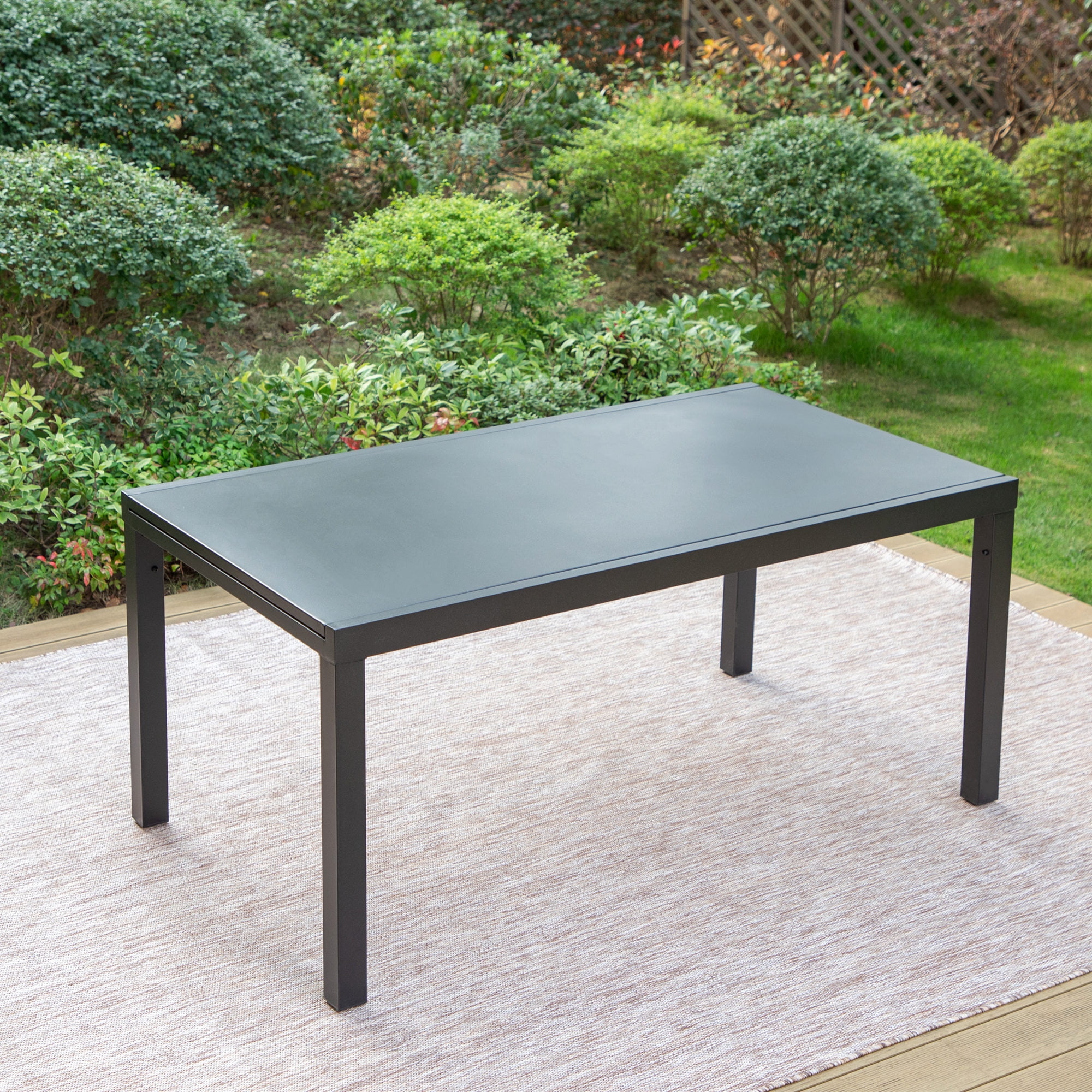 Summit Living 8-Seat Patio Extendable Dining Table, Black Metal