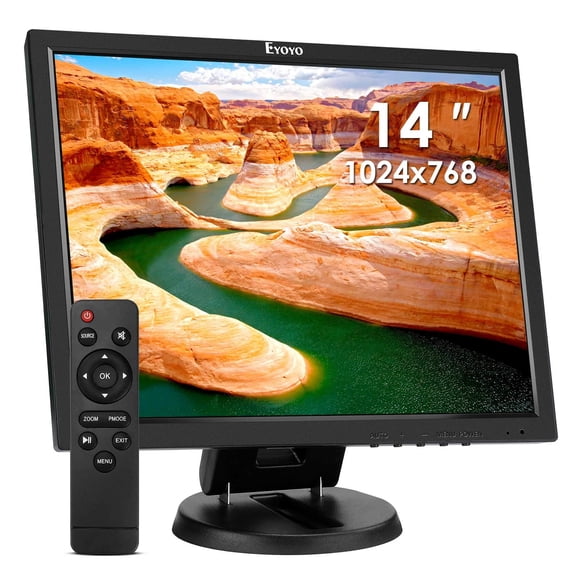 Monitor LCD Eyoyo de 14 pulgadas 1024x768 HDMI/VGA/AV/BNC con altavoz