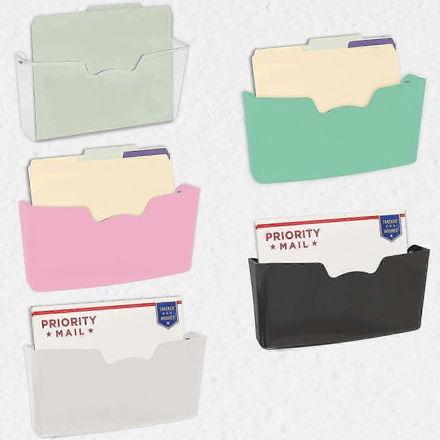 26-27 pleHouseware Wall File Organiser, Plastic 3 Pack, Clear Multicolor 5-Pack