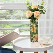 Oranges Green Leaves Flowers Flower Vase Decorative Vases for Flowers Home Decor for Centerpieces Entryway Shelf Living Room