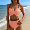 thumbnail image 2 of AVTOIFY And Ladies' Fashionable Solid Color Casual Backless Camisole One-Piece Bikini Set Swimsuit Set, 2 of 7