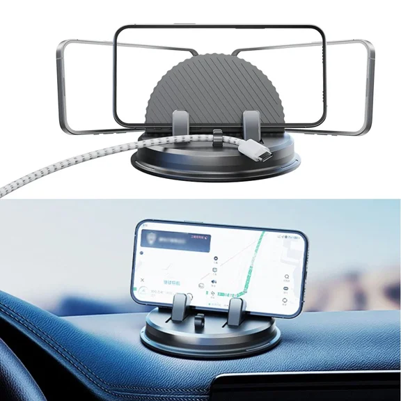Multi-Functional 360° Rotating Phone Mount Car Dashboard Cellphone Holder Stand