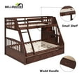thumbnail image 6 of BELLEMAVE Twin over Full Bunk Bed with there drawer, bulid in ladder and storage stairs, Convertible into 2 beds, bunk bed /Wood Bunk Bed for Teens(Espresso), 6 of 11