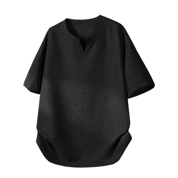 Dolkfu Pull-on Men'S Graphic T-Shirts Minimalist Short Sleeve V-Neck Black T-Shirts Modern Casual Solid Tops Black,Xxxl