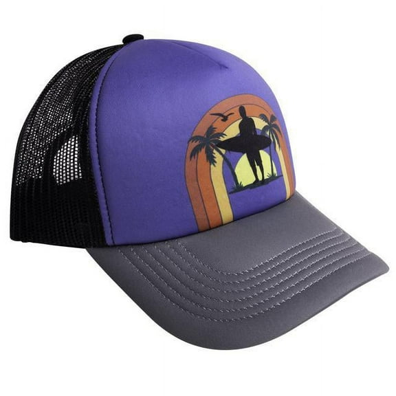 Easter Island Mercantile EICAPSURFE Palm Tree Beach Cap for Men Womens Surfer Sunset Trucker Hat - Blue