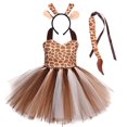 thumbnail image 3 of IBTOM CASTLE Prinecss Jungle Animal Costume for Girls Giraffe Tiger Tutu Birthday Christmas Halloween Dress up Outfits with Headband Tails 7-8 Years Giraffe, 3 of 9