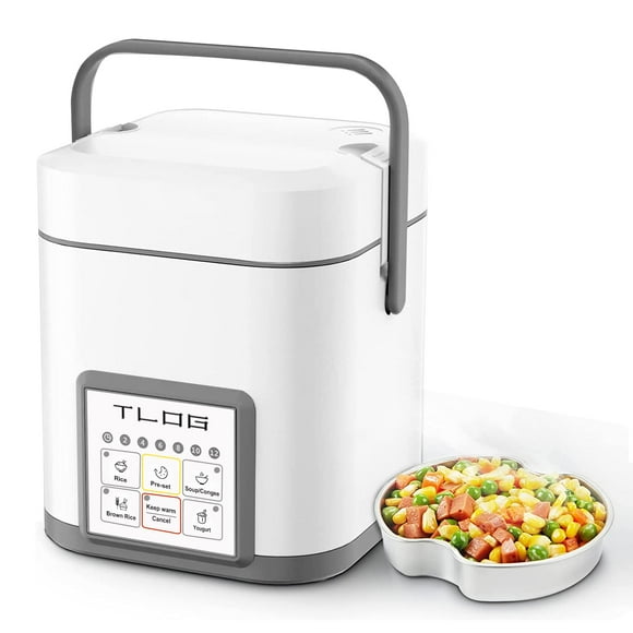 Tlog Mini Rice Cooker 2.5 Cups Uncooked Healthy Ceramic Coating Portable Cooker 1.2L Travel Small For 1-3 People Personal Maker Food Steamer 12 Hours Delay Timer Multi-Cooker Grains Oats